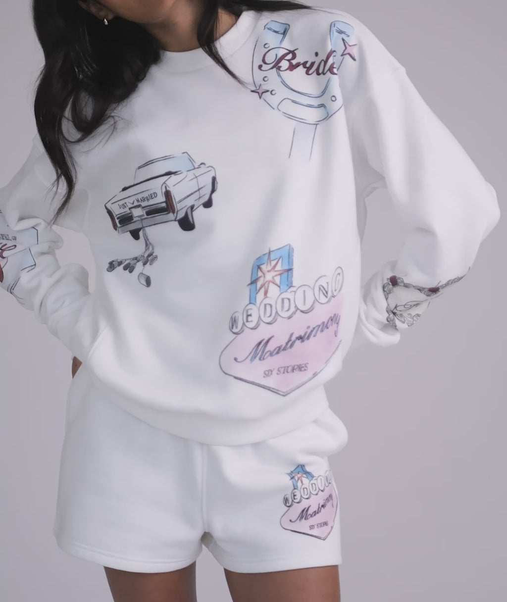 Vegas bachelorette lounge outfit for bride – white sweat set
