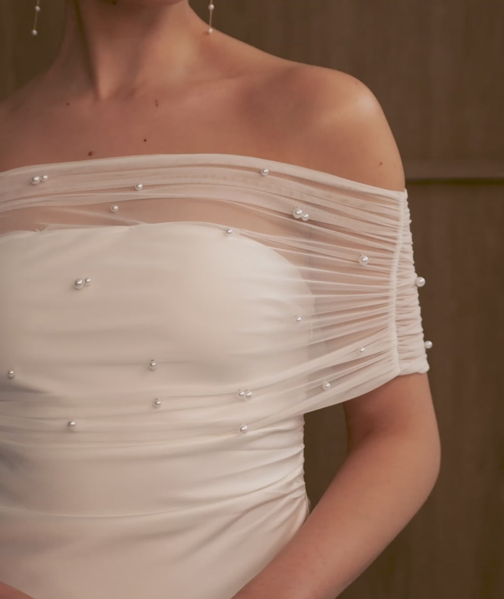 Bardot Pearl Detail Satin Midaxi Dress - White